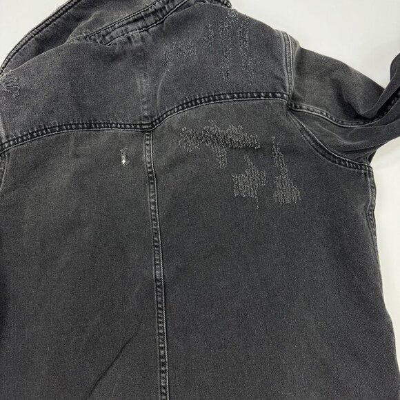 Free People Moonchild Denim Shirt Jacket Distressed Size XS Oversized Moondust - Picture 12 of 14